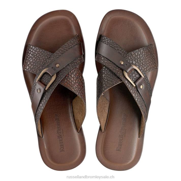 brun 8BN6527 Hommes Russell And Bromley sandale à glissière de rêve