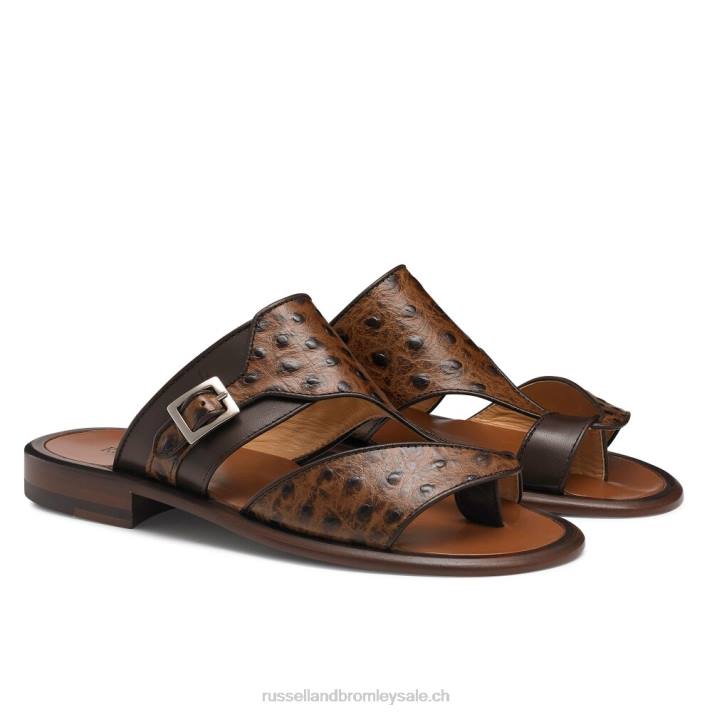 brun 8BN6533 Hommes Russell And Bromley sandale à boucle d\'orteil valentia