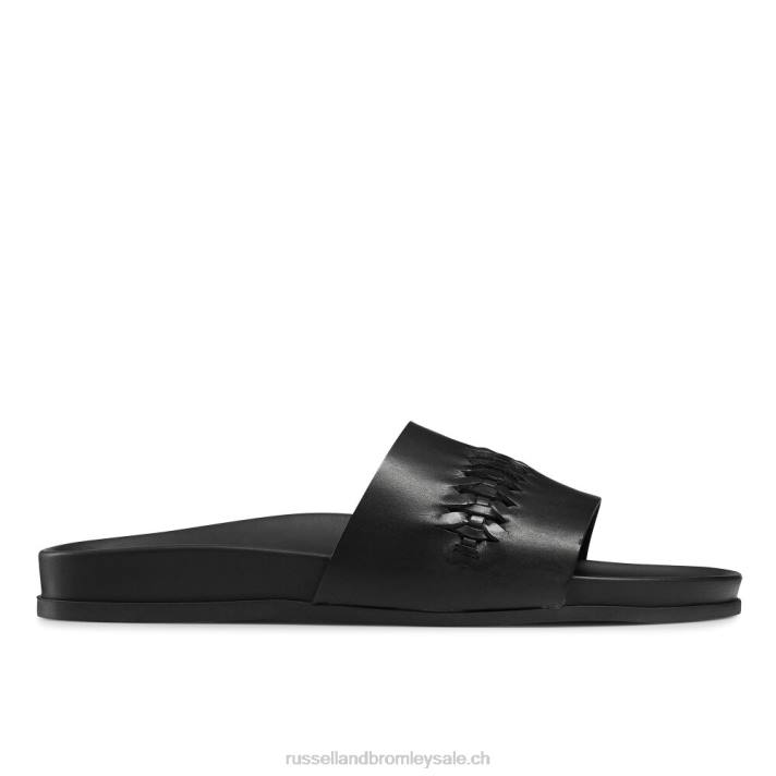 noir 8BN6503 Hommes Russell And Bromley claquette à détails tissés