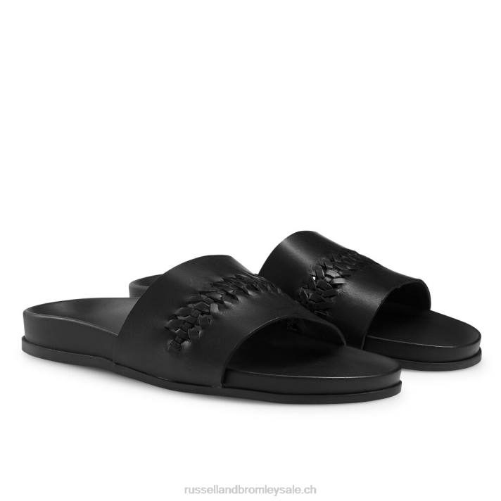 noir 8BN6503 Hommes Russell And Bromley claquette à détails tissés