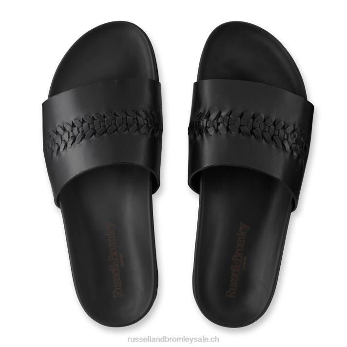 noir 8BN6503 Hommes Russell And Bromley claquette à détails tissés