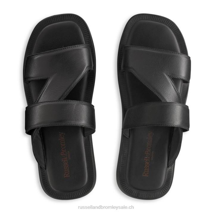 noir 8BN6522 Hommes Russell And Bromley sandale à glissière zeus