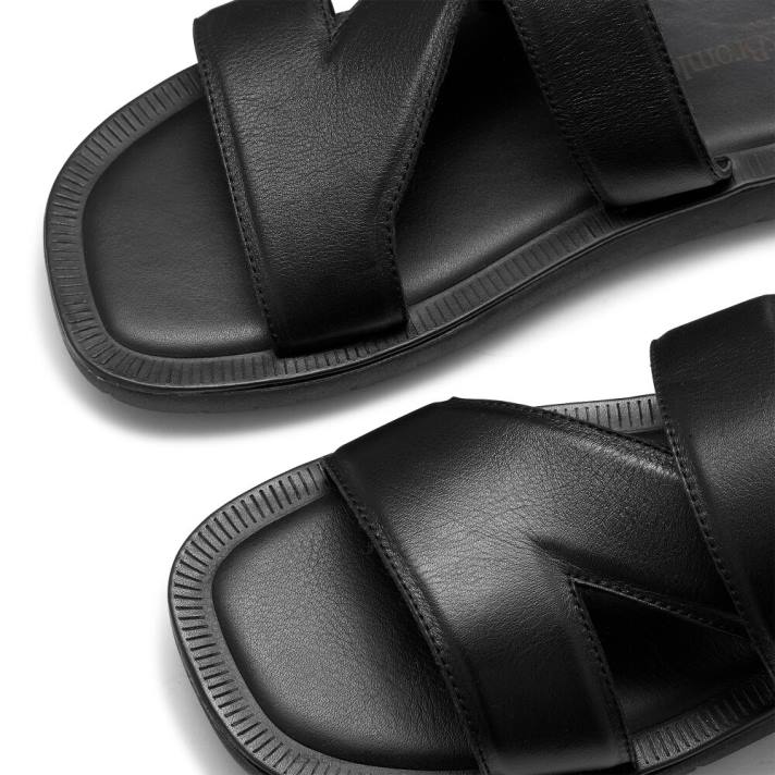 noir 8BN6522 Hommes Russell And Bromley sandale à glissière zeus
