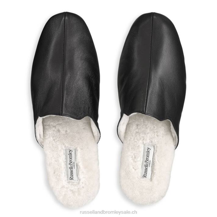 noir 8BN6541 Hommes Russell And Bromley pantoufle mule dominic shearling