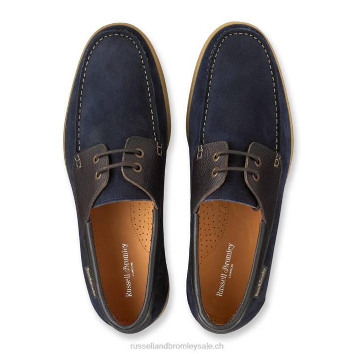 bleu 8BN6485 Hommes Russell And Bromley chaussure de pont midway premium