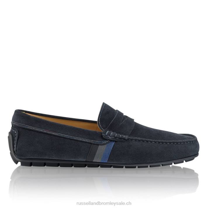 bleu 8BN6495 Hommes Russell And Bromley mocassins de conduite doux