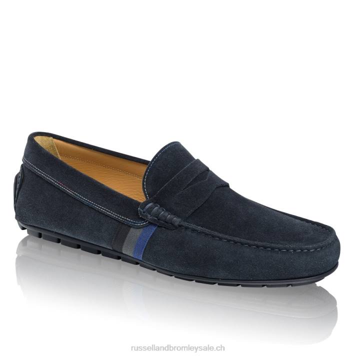 bleu 8BN6495 Hommes Russell And Bromley mocassins de conduite doux