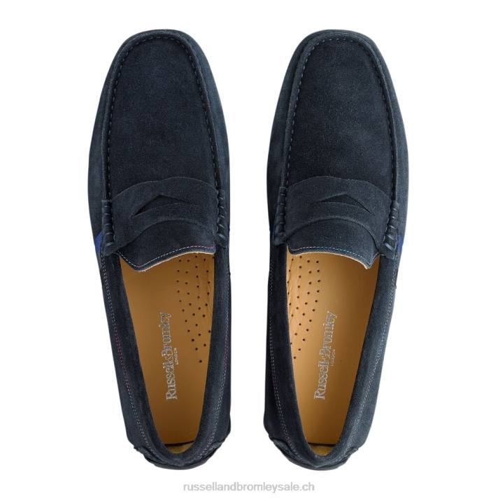 bleu 8BN6495 Hommes Russell And Bromley mocassins de conduite doux