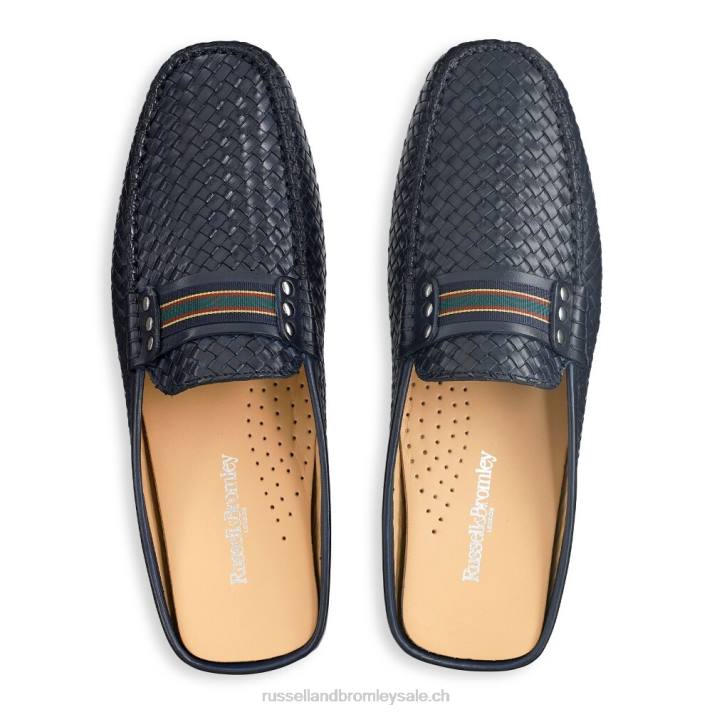 bleu 8BN6500 Hommes Russell And Bromley mocassins sans dossier cabriolet