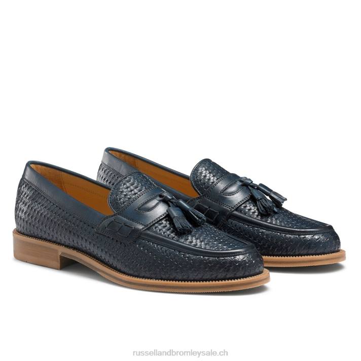 bleu 8BN6575 Hommes Russell And Bromley keeble 4 mocassins universitaires à pampilles