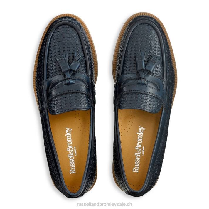 bleu 8BN6575 Hommes Russell And Bromley keeble 4 mocassins universitaires à pampilles