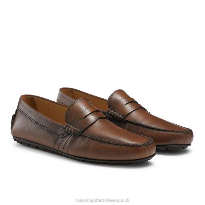 brun 8BN6487 Hommes Russell And Bromley pilote d\'usure douce