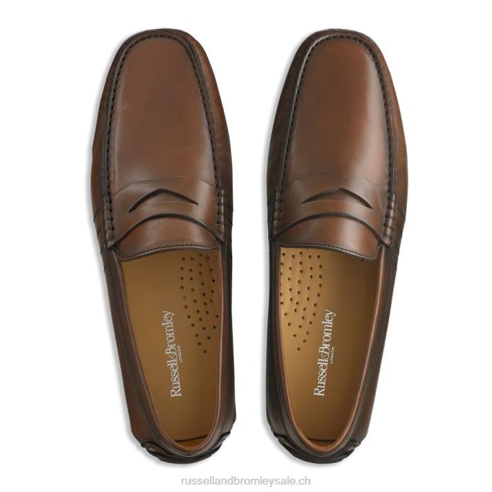 brun 8BN6487 Hommes Russell And Bromley pilote d\'usure douce