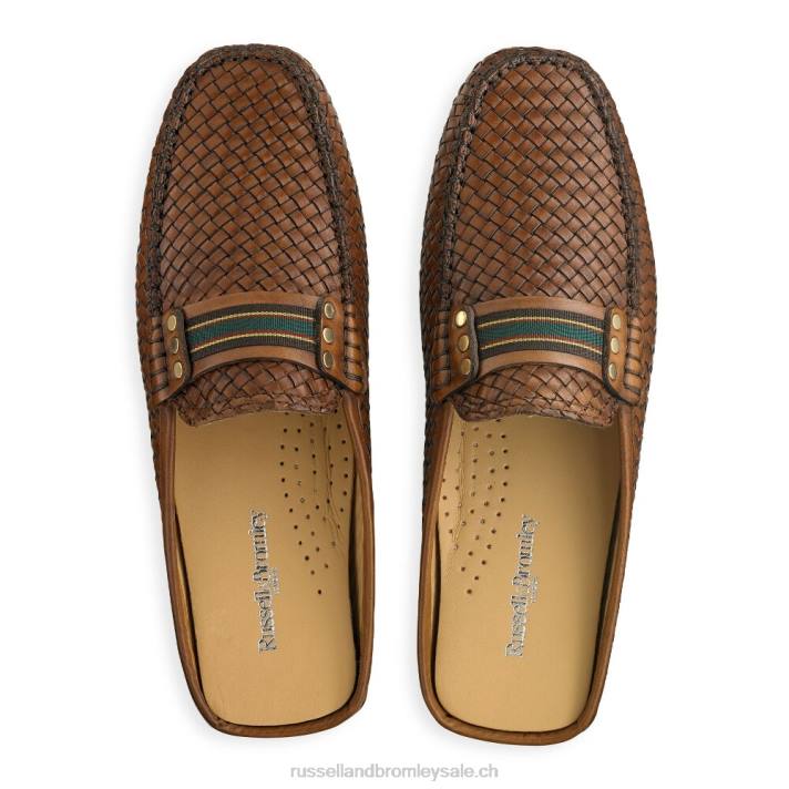 brun 8BN6501 Hommes Russell And Bromley mocassins sans dossier cabriolet
