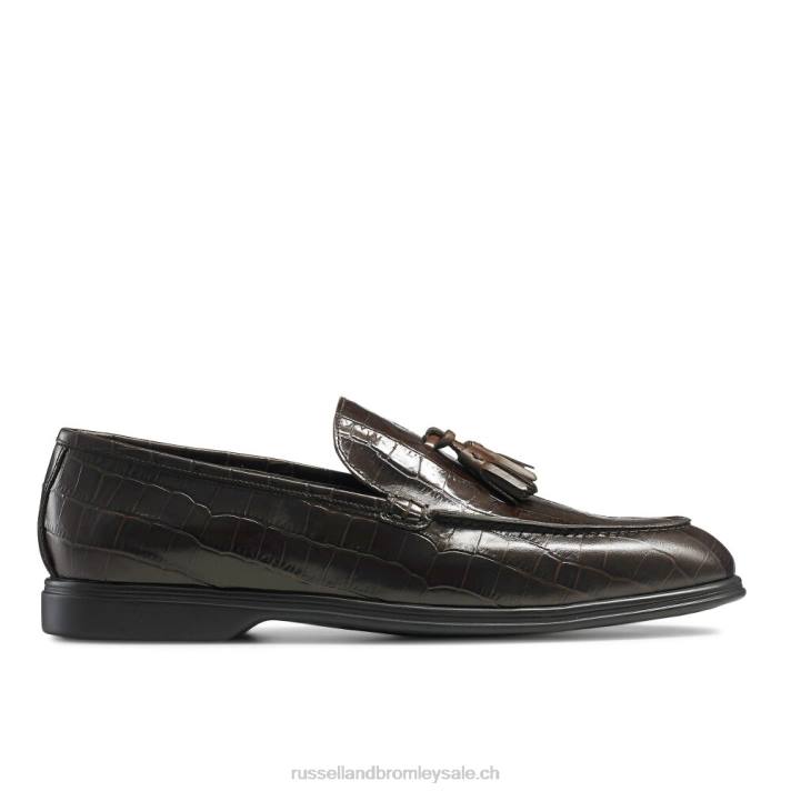 brun 8BN6560 Hommes Russell And Bromley mocassins à pampilles