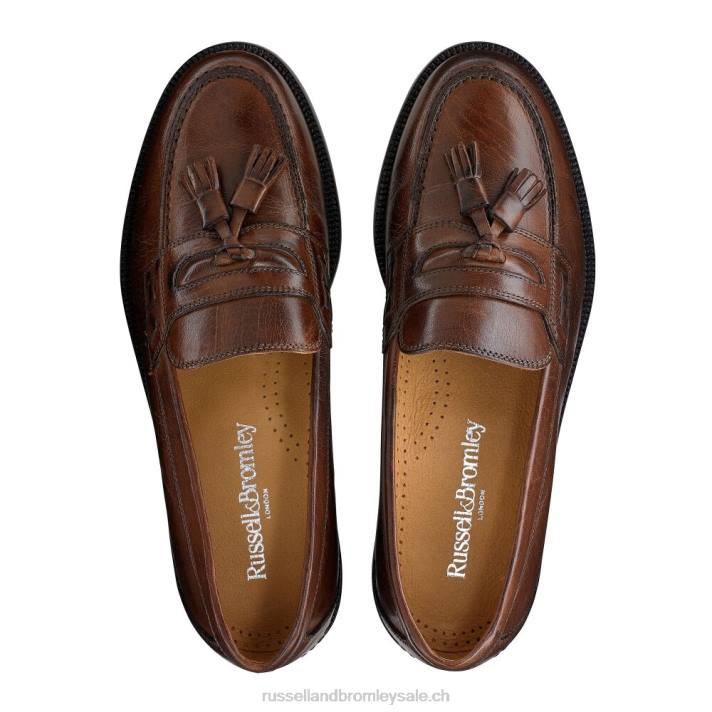 brun 8BN6569 Hommes Russell And Bromley keeble 3 mocassins universitaires à pampilles