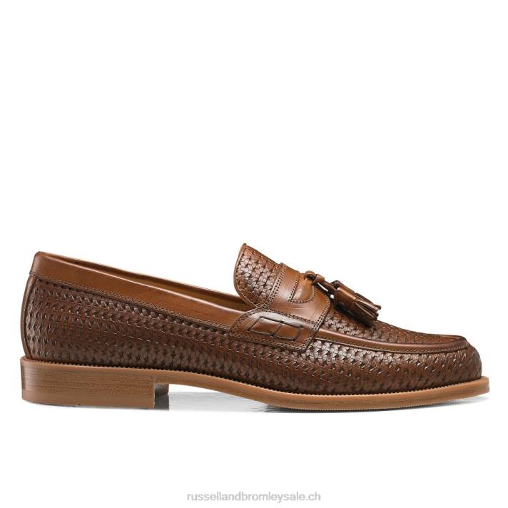 brun 8BN6573 Hommes Russell And Bromley keeble 4 mocassins universitaires à pampilles
