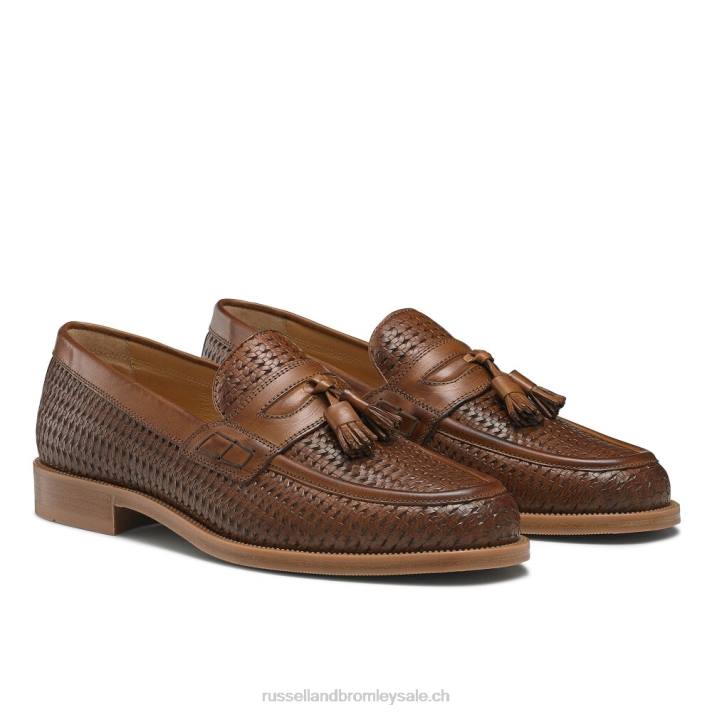 brun 8BN6573 Hommes Russell And Bromley keeble 4 mocassins universitaires à pampilles