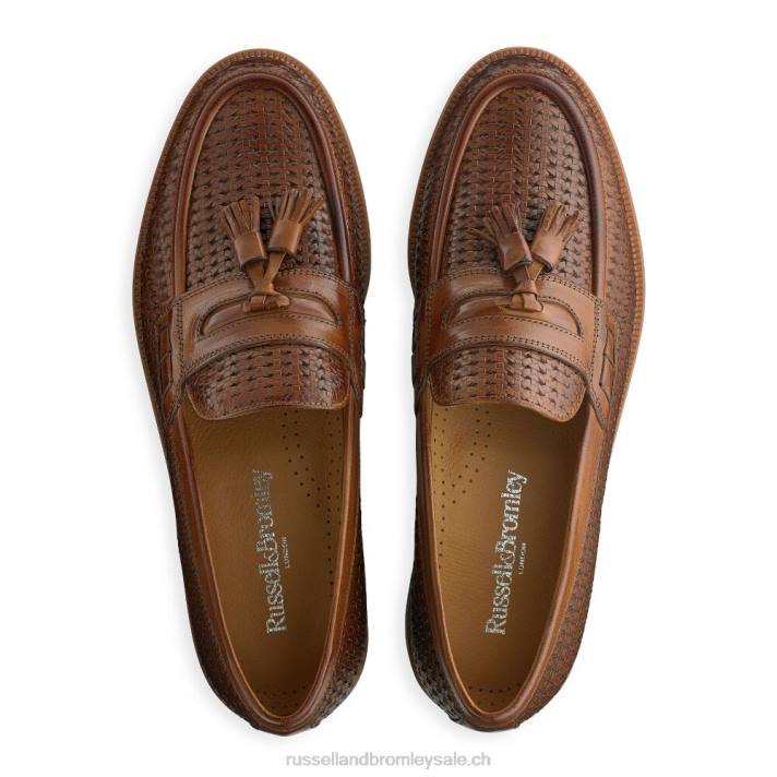 brun 8BN6573 Hommes Russell And Bromley keeble 4 mocassins universitaires à pampilles
