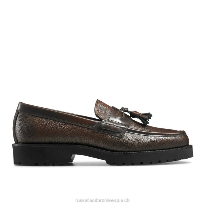 brun 8BN6576 Hommes Russell And Bromley mocassins keeble à semelle crantée