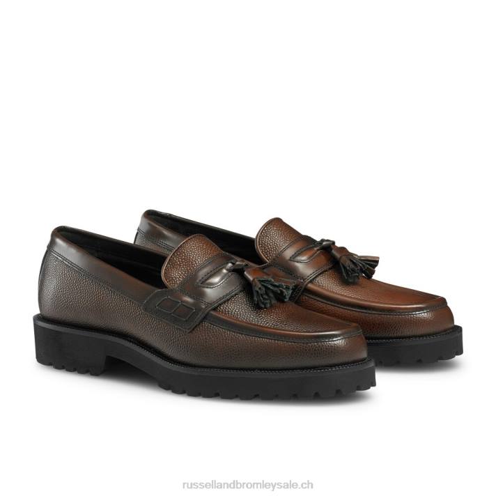 brun 8BN6576 Hommes Russell And Bromley mocassins keeble à semelle crantée