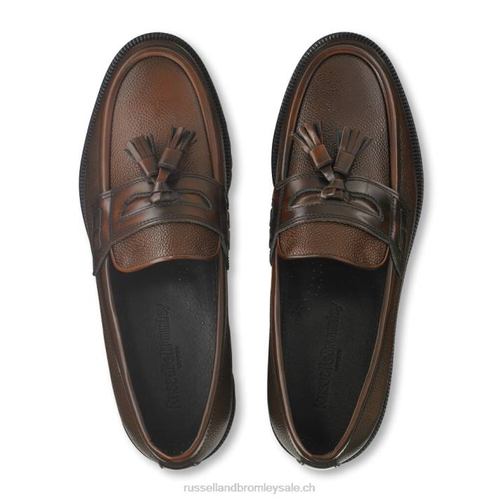 brun 8BN6576 Hommes Russell And Bromley mocassins keeble à semelle crantée