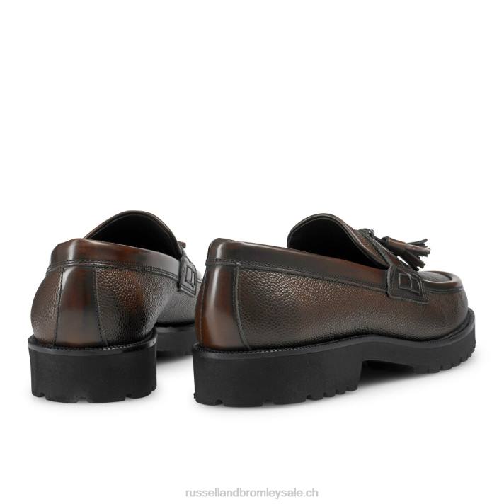 brun 8BN6576 Hommes Russell And Bromley mocassins keeble à semelle crantée