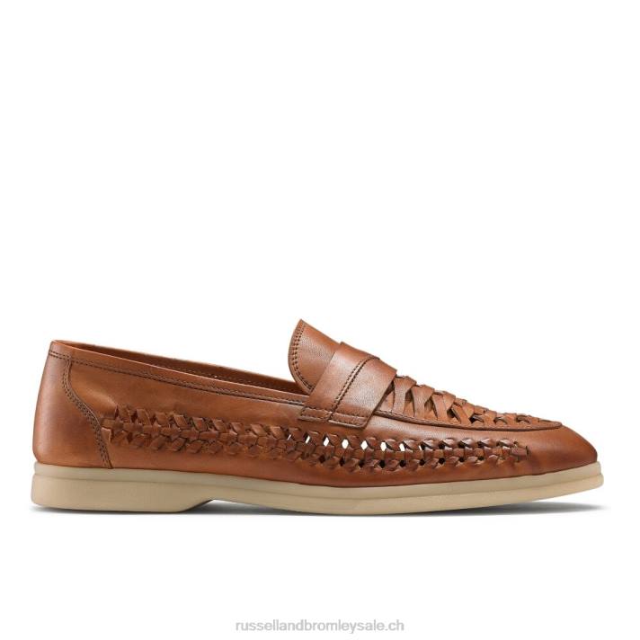 brun 8BN6577 Hommes Russell And Bromley mocassins à détail de tissage