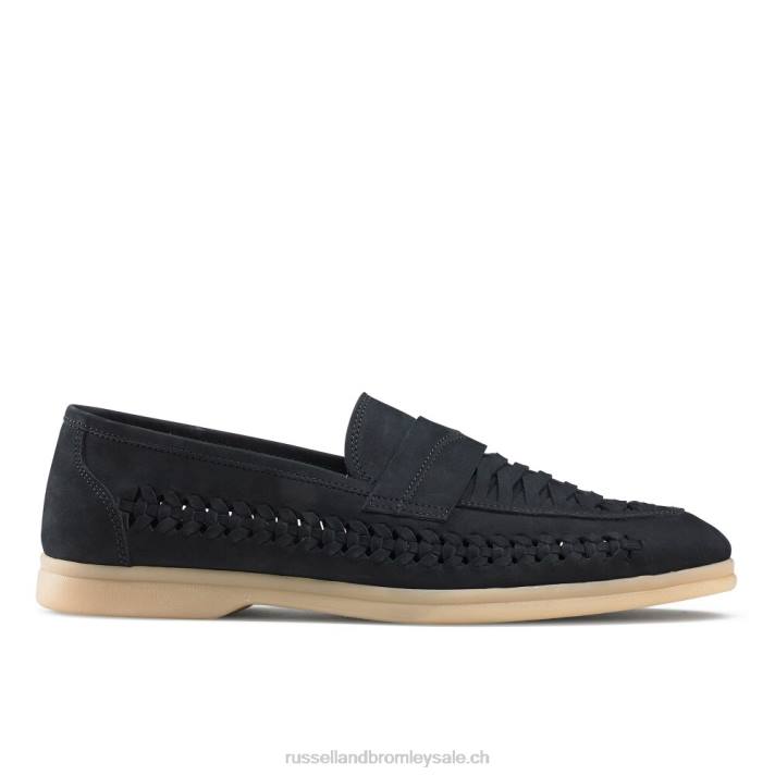 marine 8BN6538 Hommes Russell And Bromley mocassins à détail de tissage