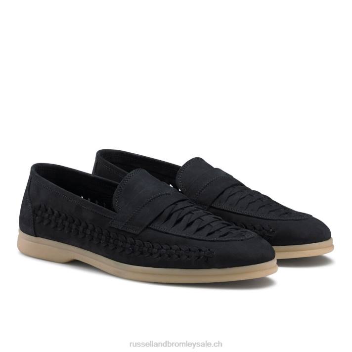 marine 8BN6538 Hommes Russell And Bromley mocassins à détail de tissage