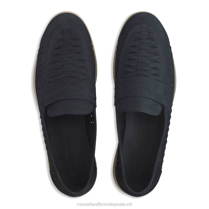 marine 8BN6538 Hommes Russell And Bromley mocassins à détail de tissage