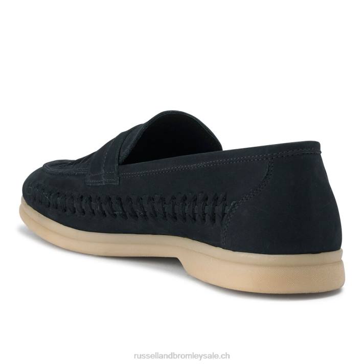 marine 8BN6538 Hommes Russell And Bromley mocassins à détail de tissage
