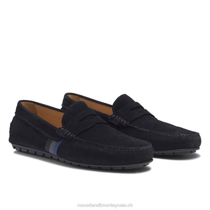 noir 8BN6496 Hommes Russell And Bromley mocassins de conduite doux