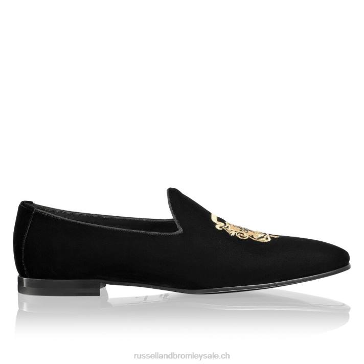noir 8BN6578 Hommes Russell And Bromley slip-on à broderies baroques