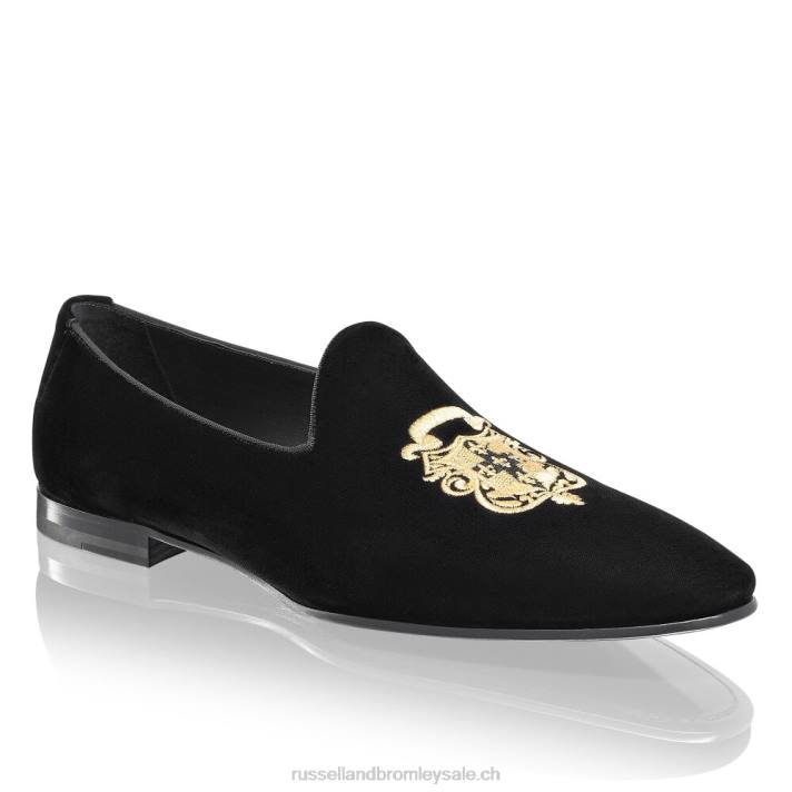 noir 8BN6578 Hommes Russell And Bromley slip-on à broderies baroques