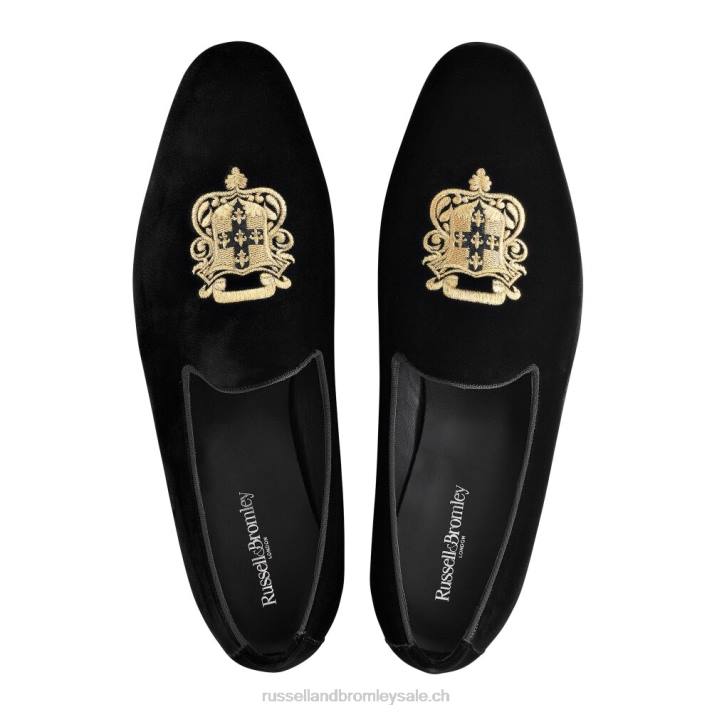 noir 8BN6578 Hommes Russell And Bromley slip-on à broderies baroques